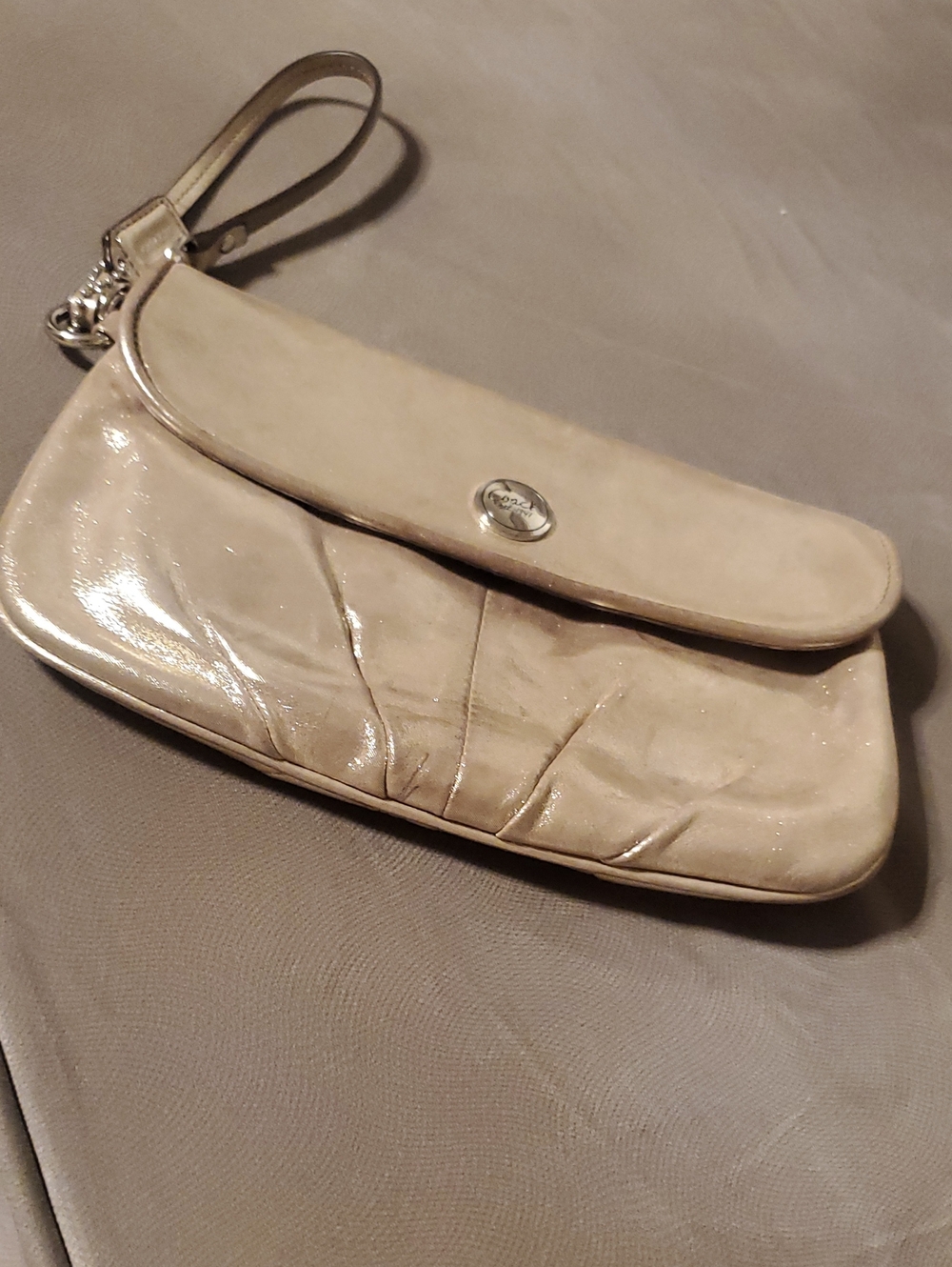 Coach Metallic Wristlet Clutch in Champagne